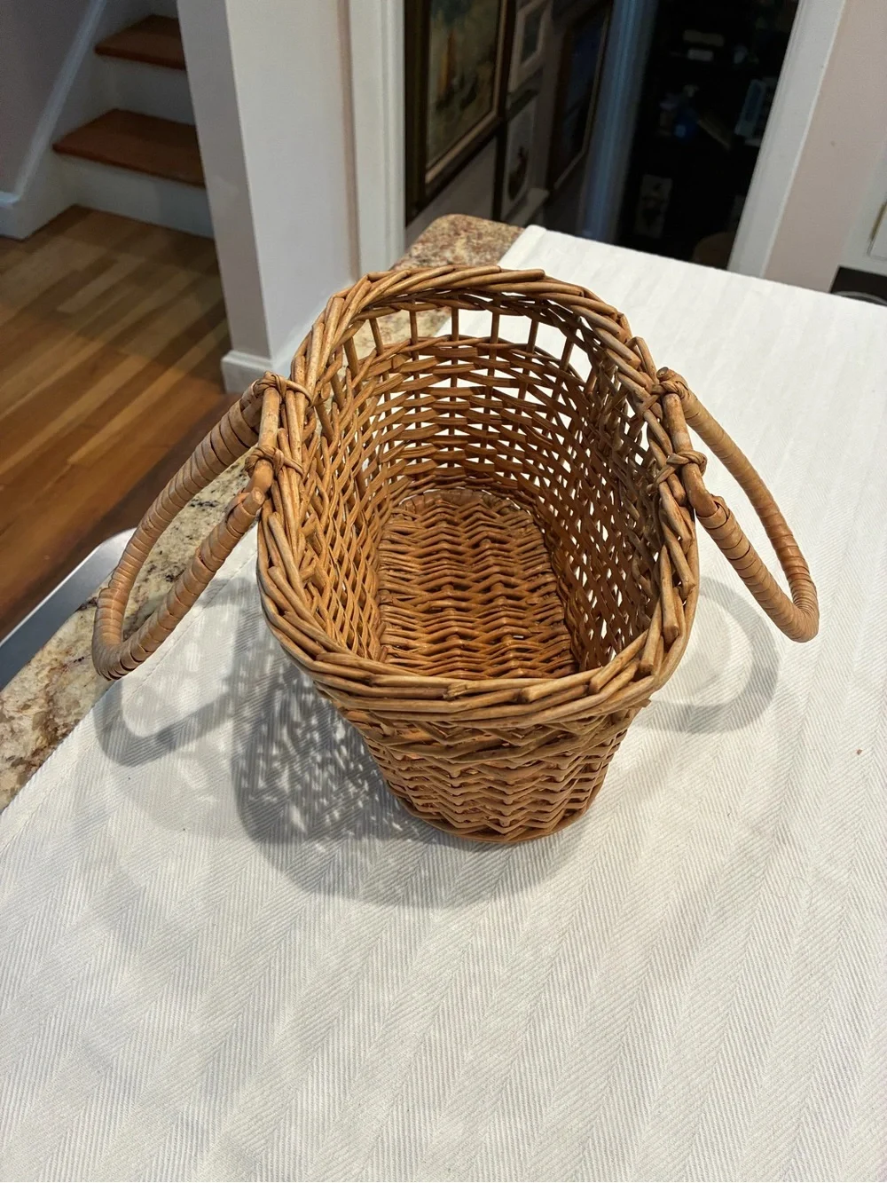 Woven Rattan Handbag in Light Brown